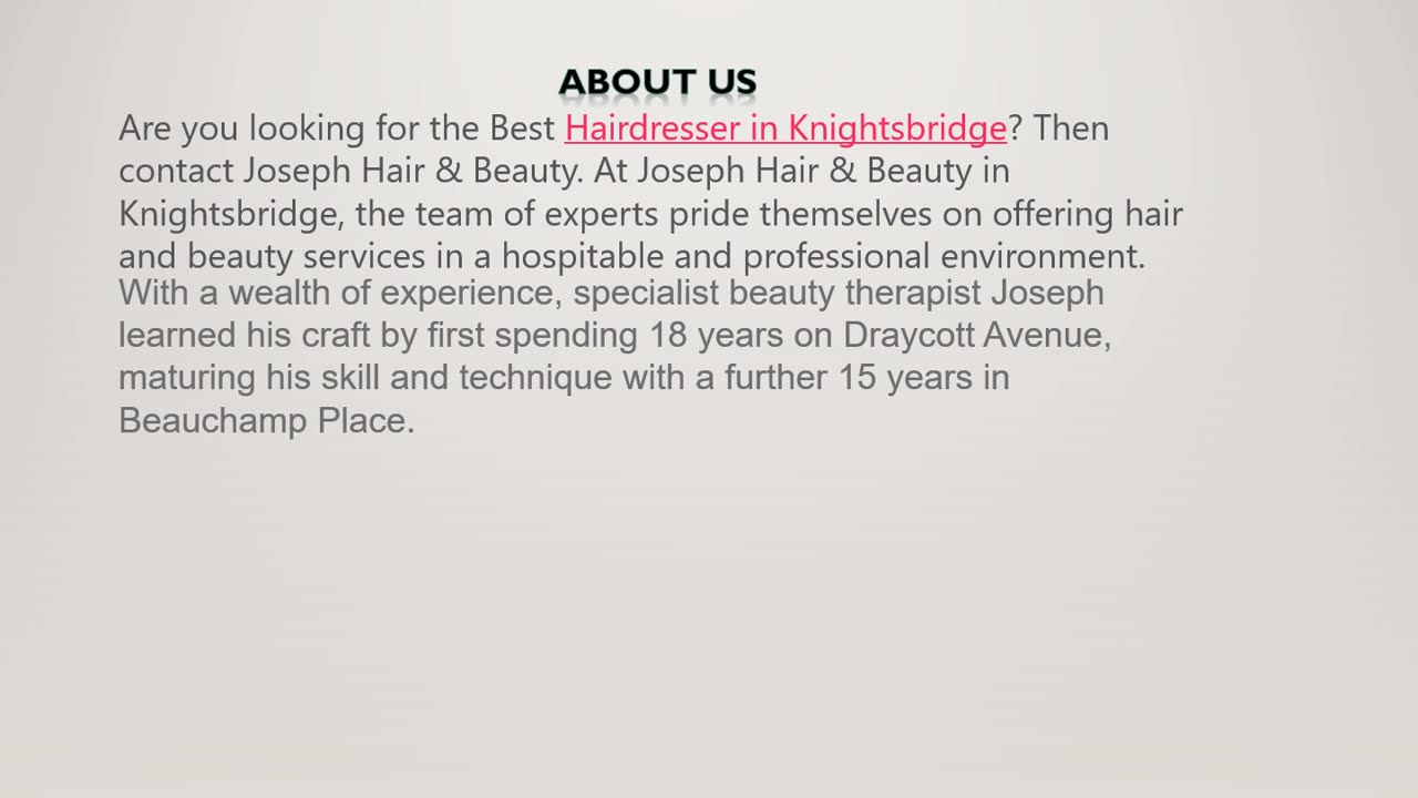 Best Hairdresser in Knightsbridge