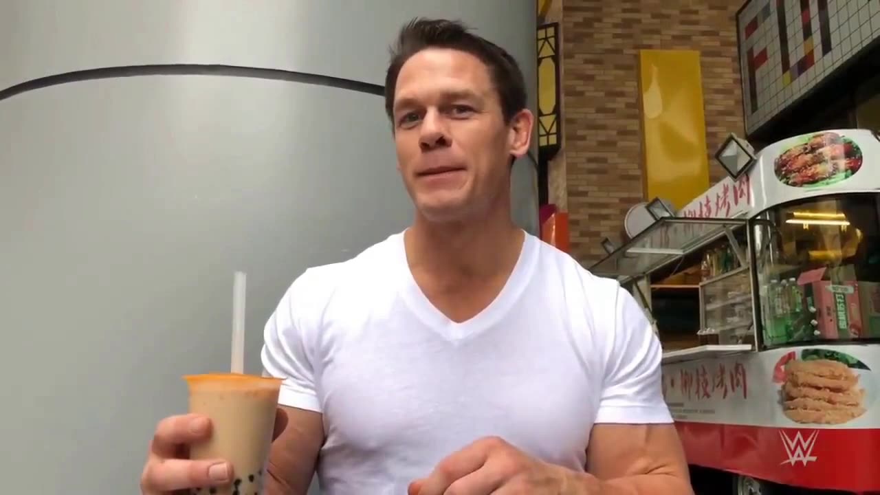 John Cena in China drinking bubble tea