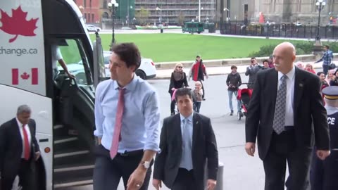 Justin Trudeau arrives at The Peace Tower in Ottawa