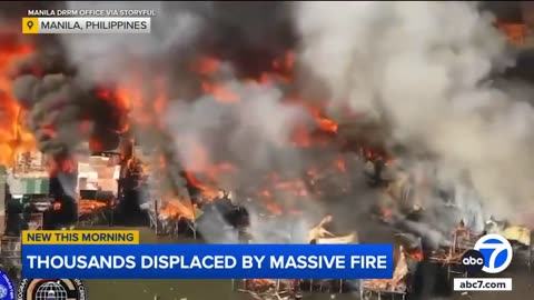 Huge fire engulfs residential compound in Manila