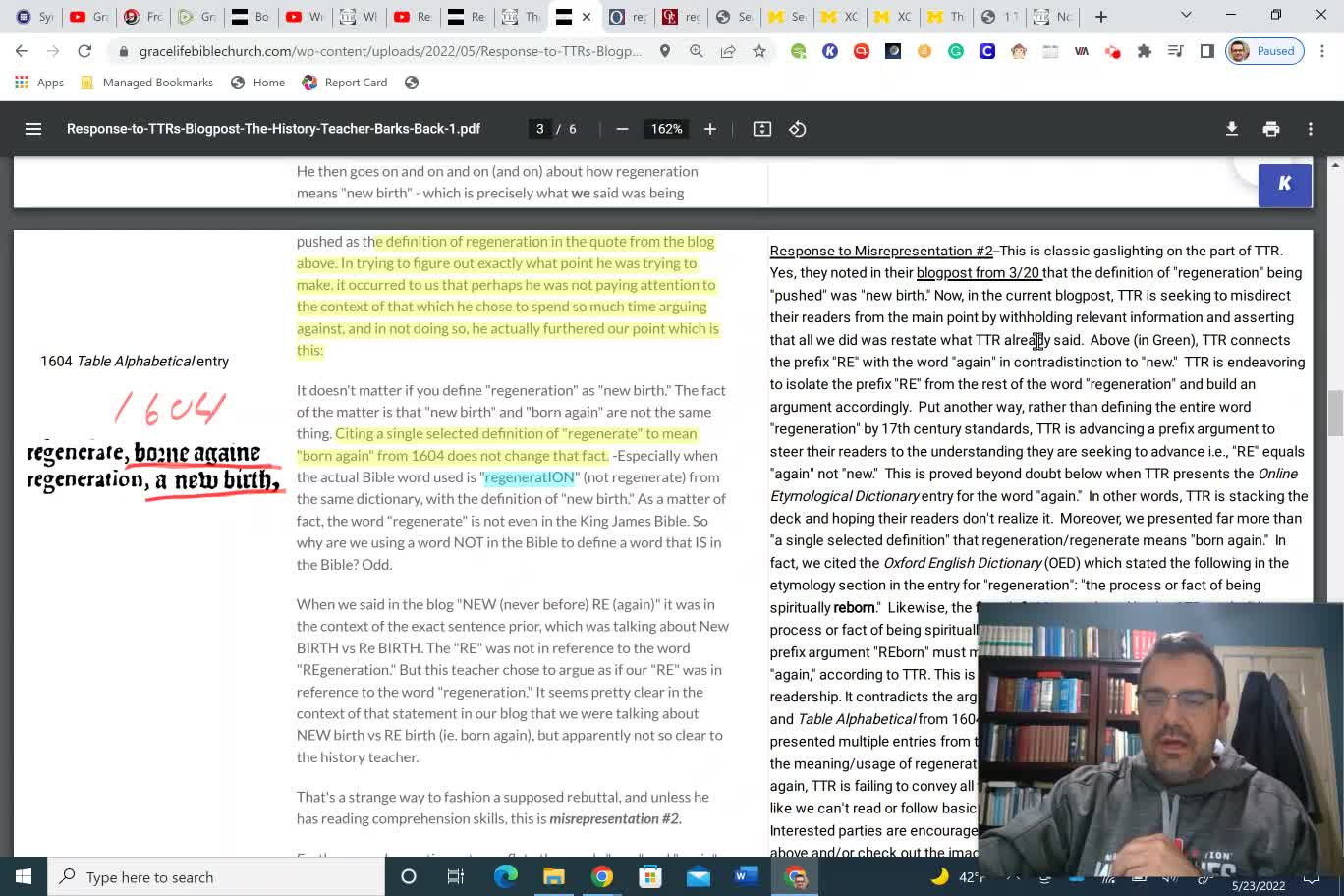Response to TTR's Blogpost--The History Teacher Barks Back