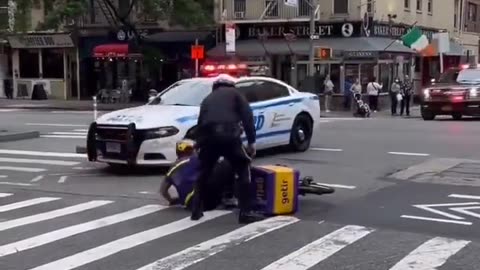SHOCKING: Cyclist Gets SHOVED To The Ground To Make Way For Biden's Motorcade