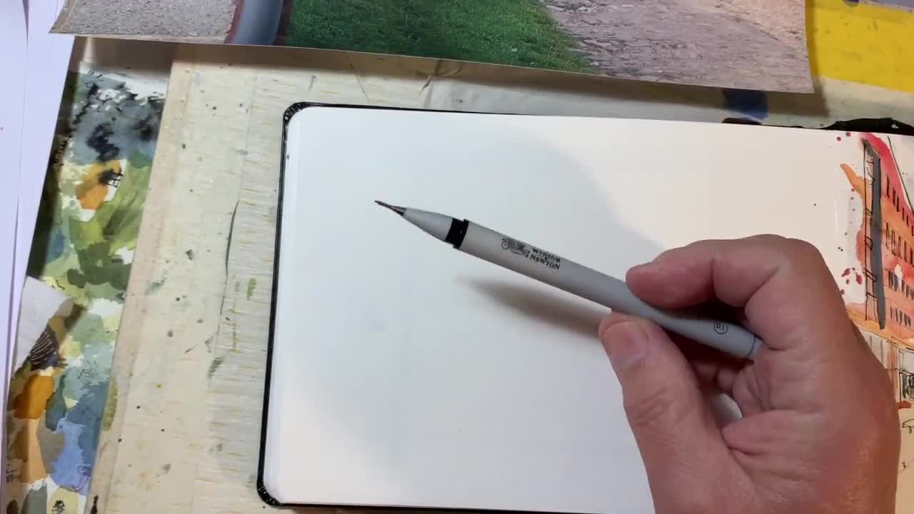 Pen and wash drawing demonstration of a farmyard-7