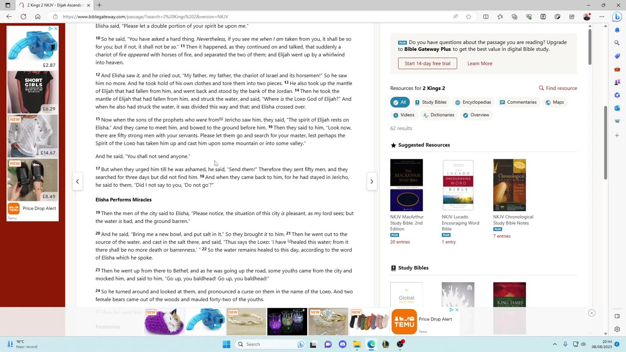 Elijah (8) Elijah is taken up to heaven in a whirlwind. Elisha takes his place as prophet of Israel