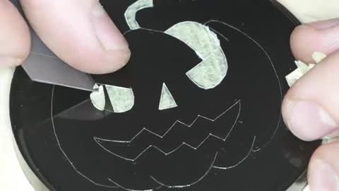 DIY. Halloween Cup Coaster with a Pumpkin Glow in the Dark RESIN ART