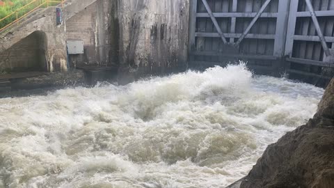 A Erie Canal Dam Releasing Water in Rochester NY - Short Version