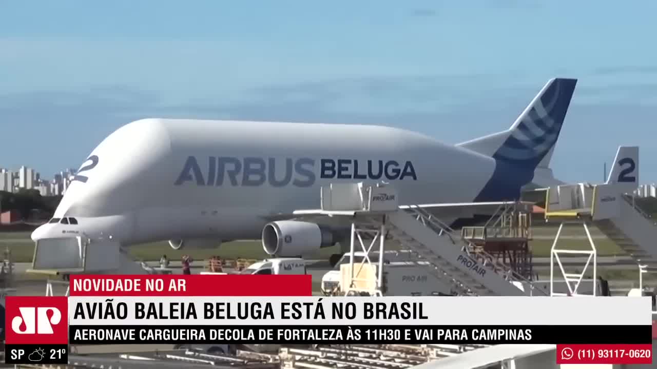 Avião cargueiro Baleia Beluga está no Brasil; conheça a aeronave