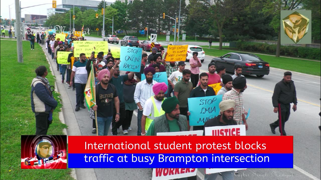 International student protest blocks traffic at busy Brampton intersection