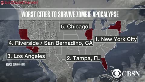 CBSN: WHAT CITIES WILL SURVIVE THE ZOMBIE APOCALYPSE?