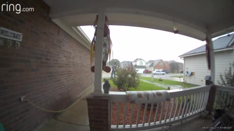 Lightning Strikes Neighbors House While Car Backs into Driveway