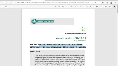 Anvisa: CASOS DE MIOCARDITE E PERICARDITE PÓS-VACINAÇÃO COM VACINAS COMO PFIZER E MODERNA