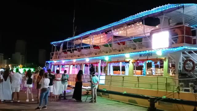 Watching Mapale dancers by the docks in Cartagena De Indias, Colombia