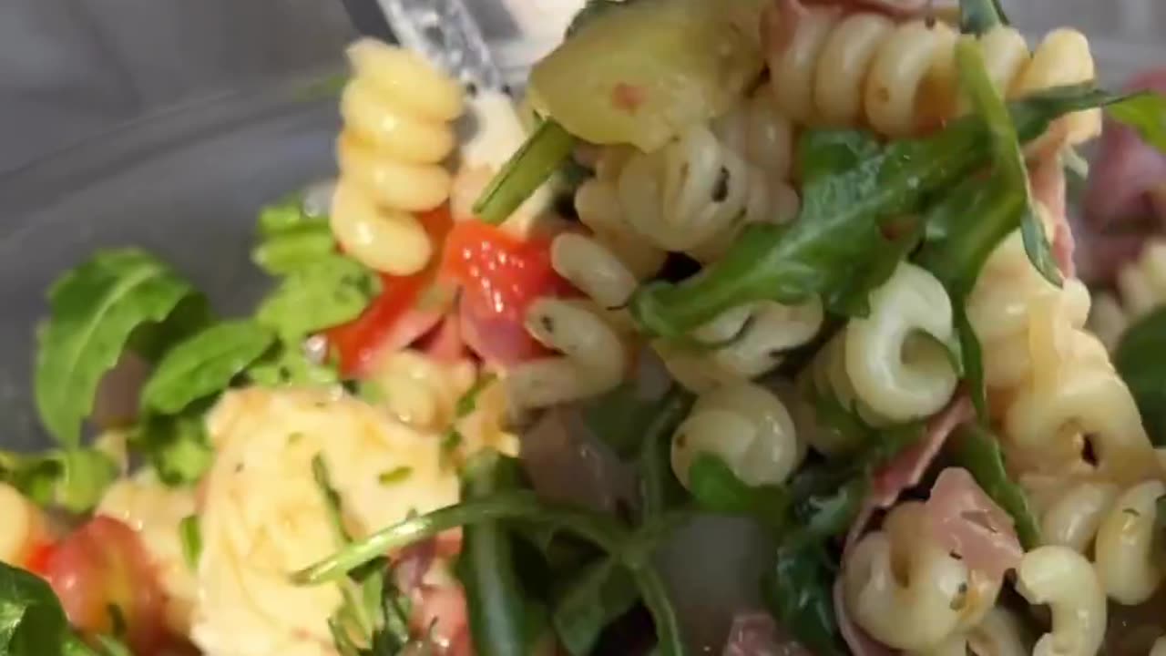 Pasta Sald With Crispy Salami & Tomato Vinaigrette