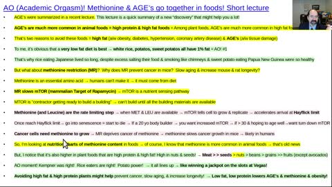 Methionine restriction, long lecture, including AGE's