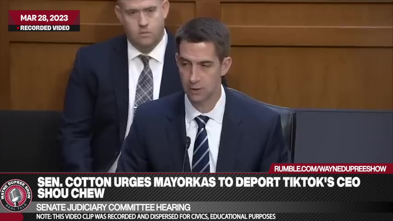 Cotton Wants TikTok CEO Kicked Out Of Country