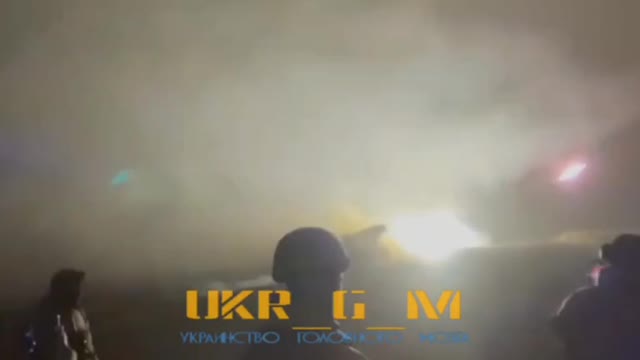 BM-21 Grad Rockets firing at night