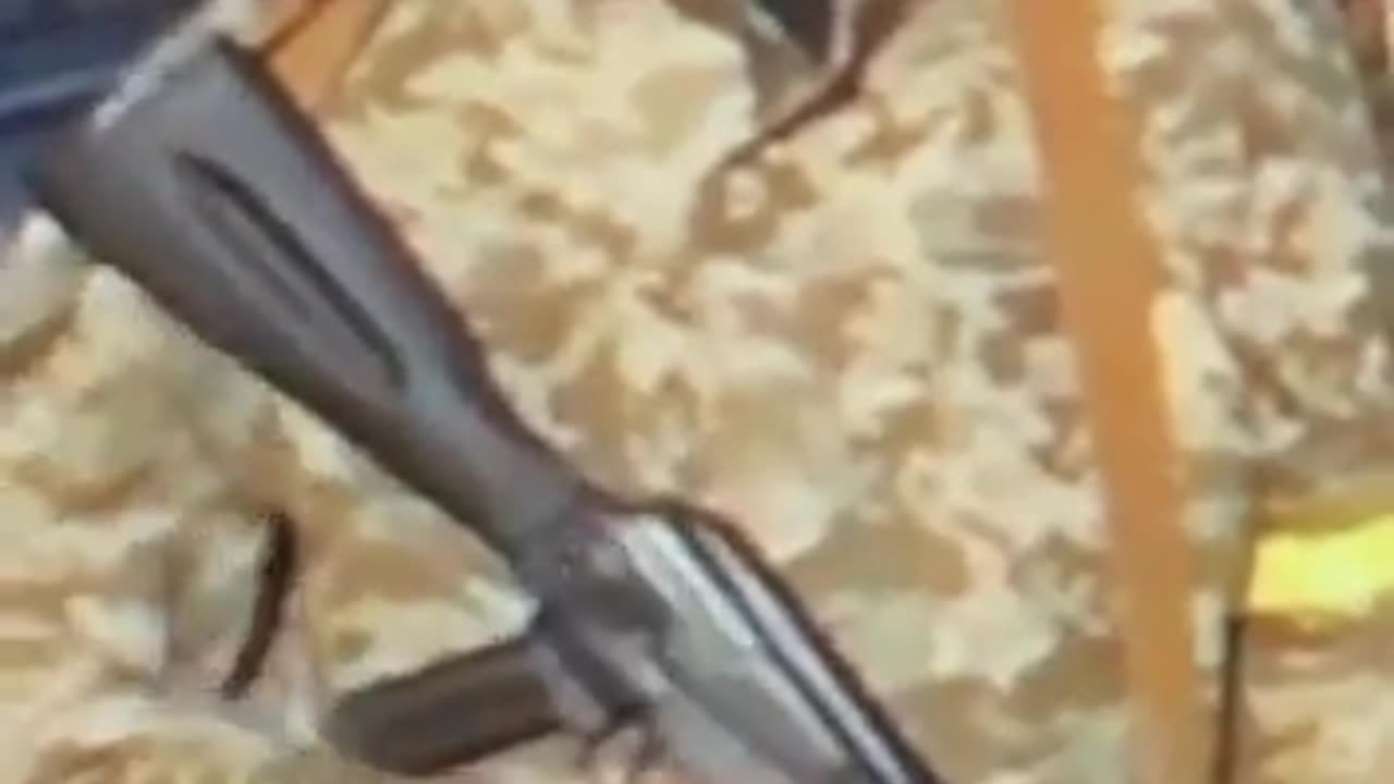 Humor - Soldado distraído com a arma no fundo da reportagem