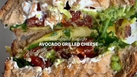 Sun-dried tomato avocado grilled cheese recipe 😋🧀