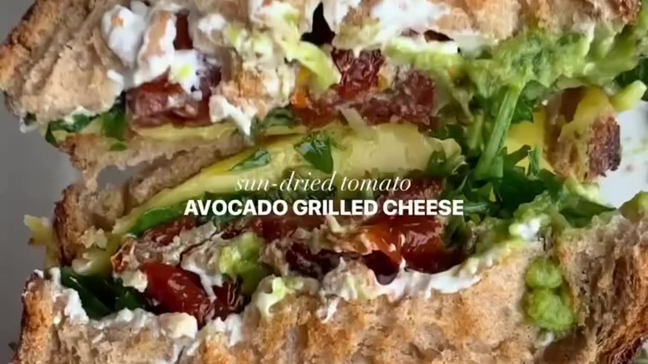 Sun-dried tomato avocado grilled cheese recipe 😋🧀