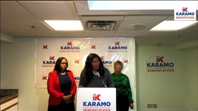 Kristina Karamo press conference in Detroit Michigan