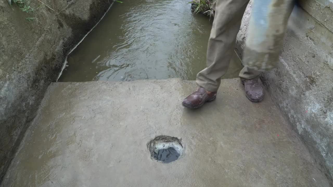 Unique mini-hydroelectric construction with one turbine and two units