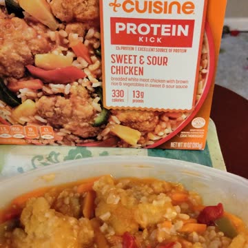 Eating Lean Cuisine Sweet & Sour Chicken, Dbn, MI, 10/17/23