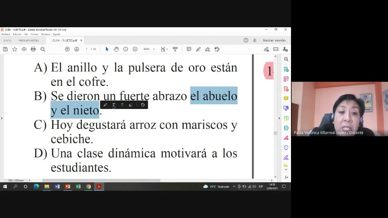 TRILCE SEMESTRAL 2021 | SEMANA 14 | LENGUAJE: SUJETO