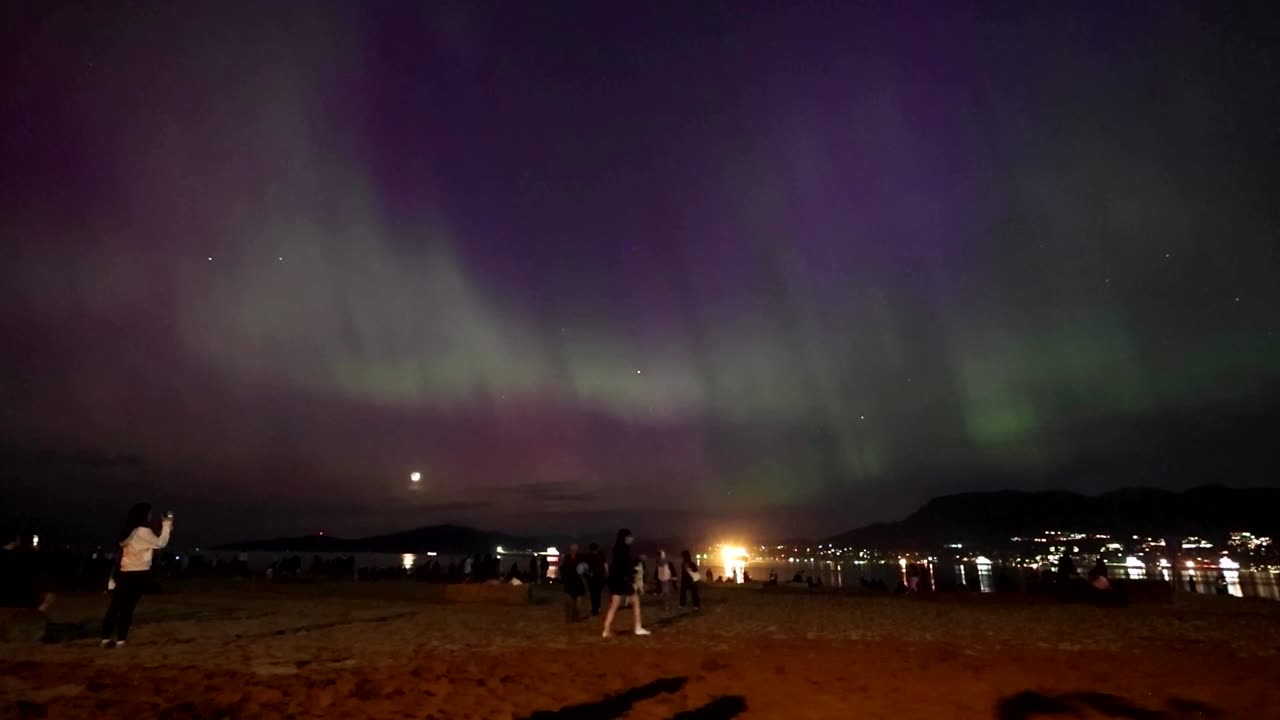 Northern lights illuminate the Vancouver sky