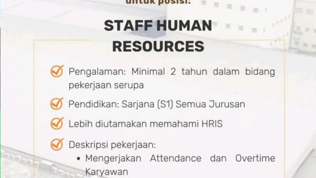 Rekomendasi loker Harvestar Flour Mills Staf Human Resources#lowongankerja #shorts #Reels