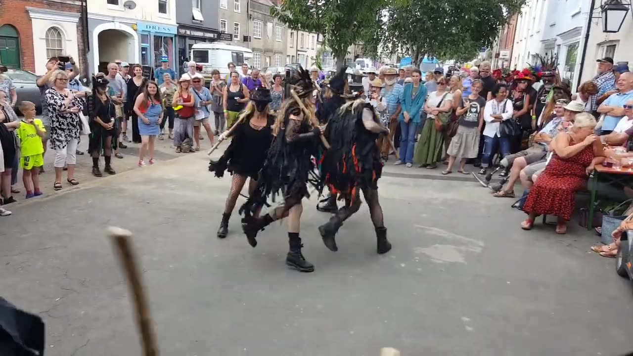 Beltane Border Morris dancing Dilwyn at Bridport Folk Festival, Saturday 27th July 2019