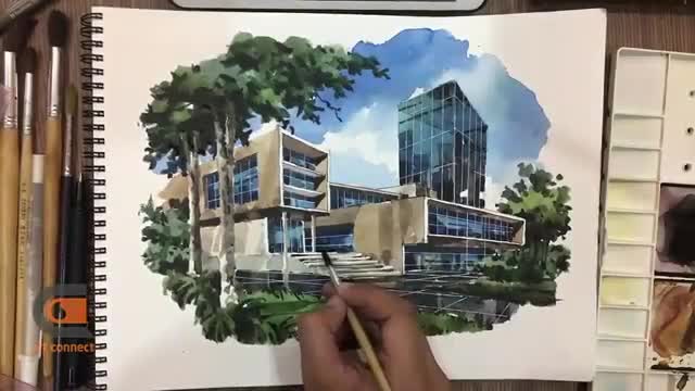 Watercolor with landscape painting !!!