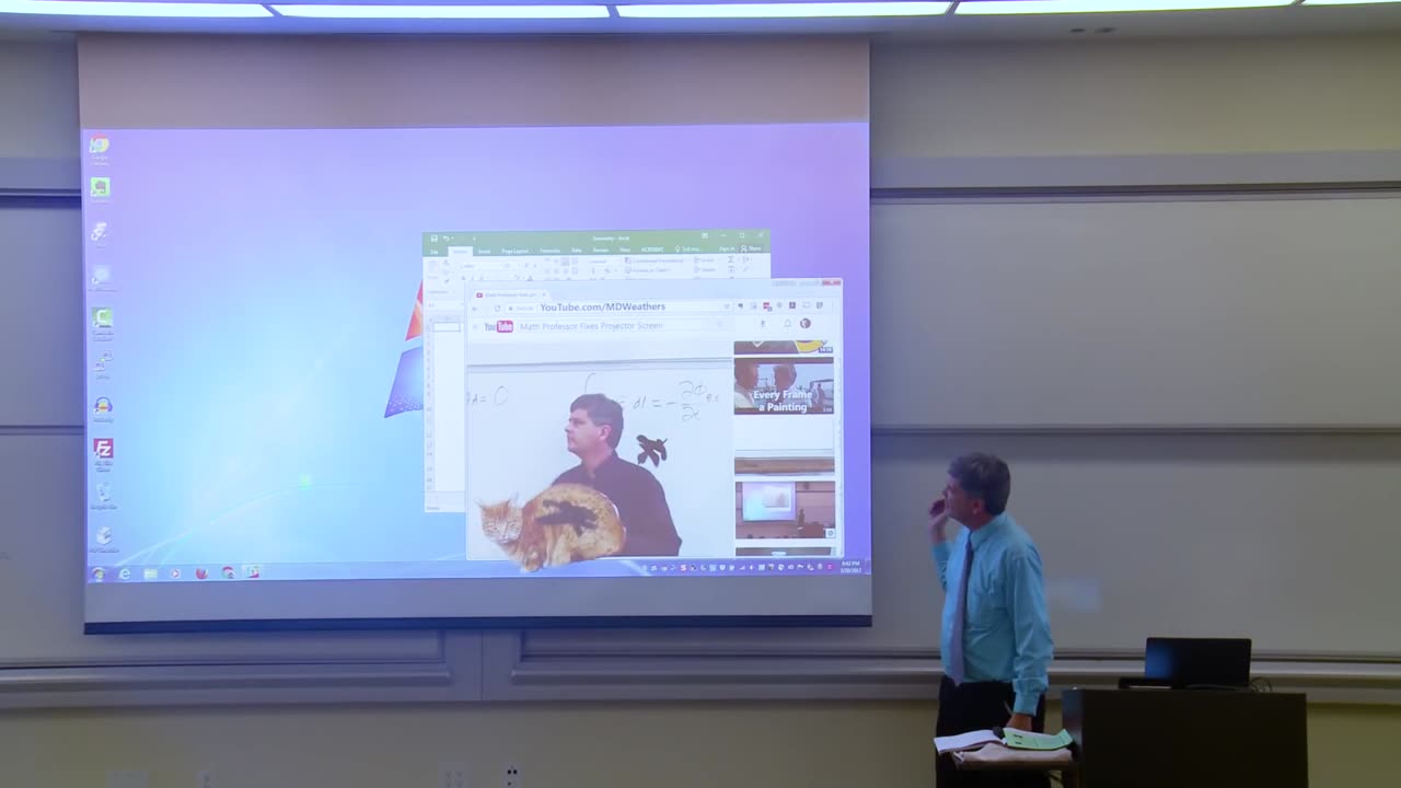 Math Professor Fixes Projector Screen (April Fools Prank)