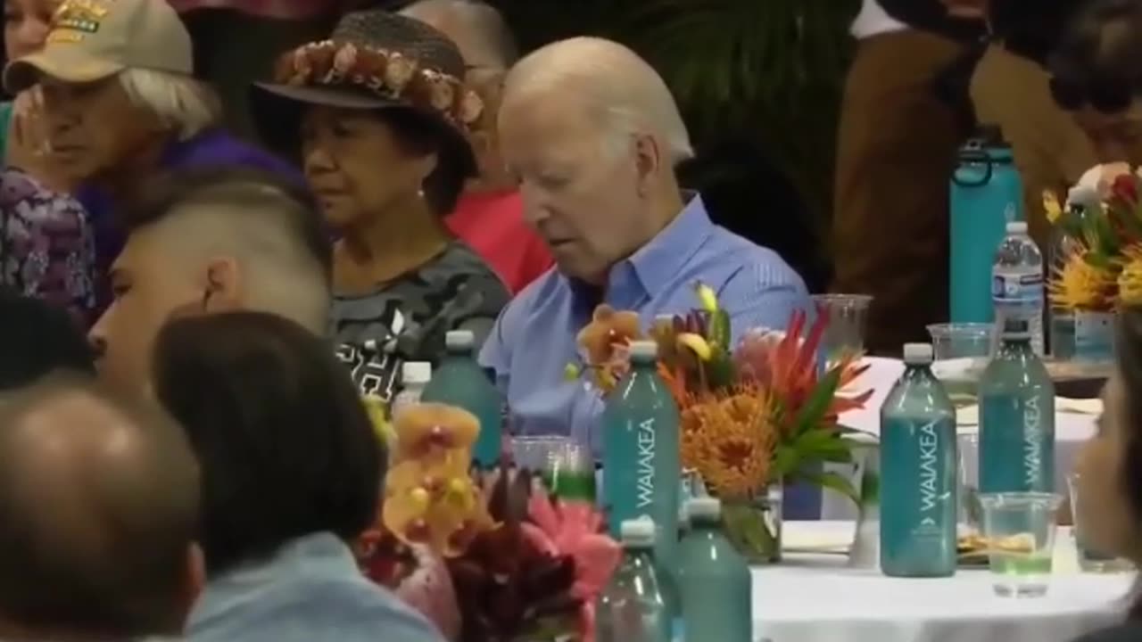 Sleepy Joe Appears to Nod off During Hawaian Ceremony Honoring the Mauifire Victims