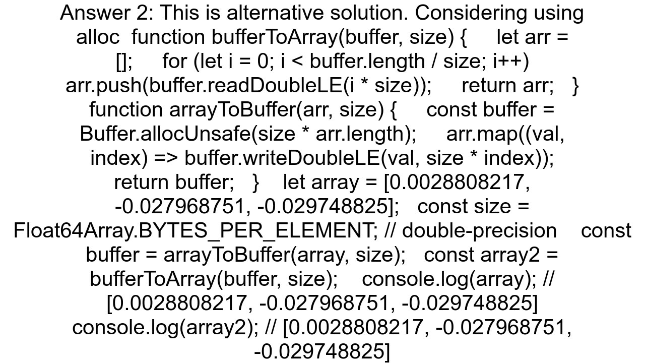 Convert javascript array to Float32Array to buffer and Back