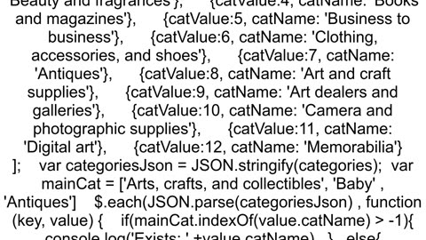 How to check if the JSON Object array contains the value defined in an array or not