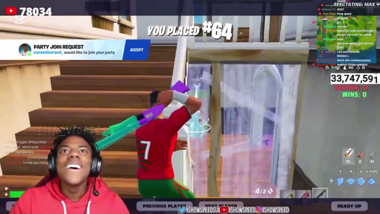 IShowSpeed gets killed by Messi on Fortnite then Cristiano Ronaldo avenges him