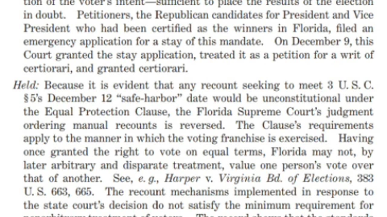 'Bush v Gore' prevented Democrats from stealing the 2000 presidential election