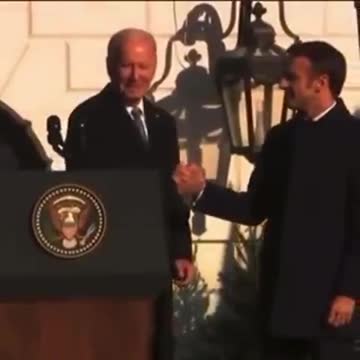 DEMENTIA IN LEFTIST LIBERAL PROGRESSIVE DEMOCRAT JOE BRANDON BIDEN WITH FRENCH PRESIDENT MACRON