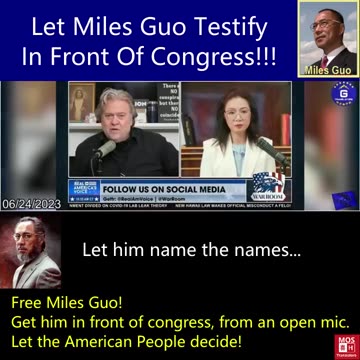 释放Miles Guo。带他参加国会听证会。 让他说出这些名字。让美国人民来决定。
