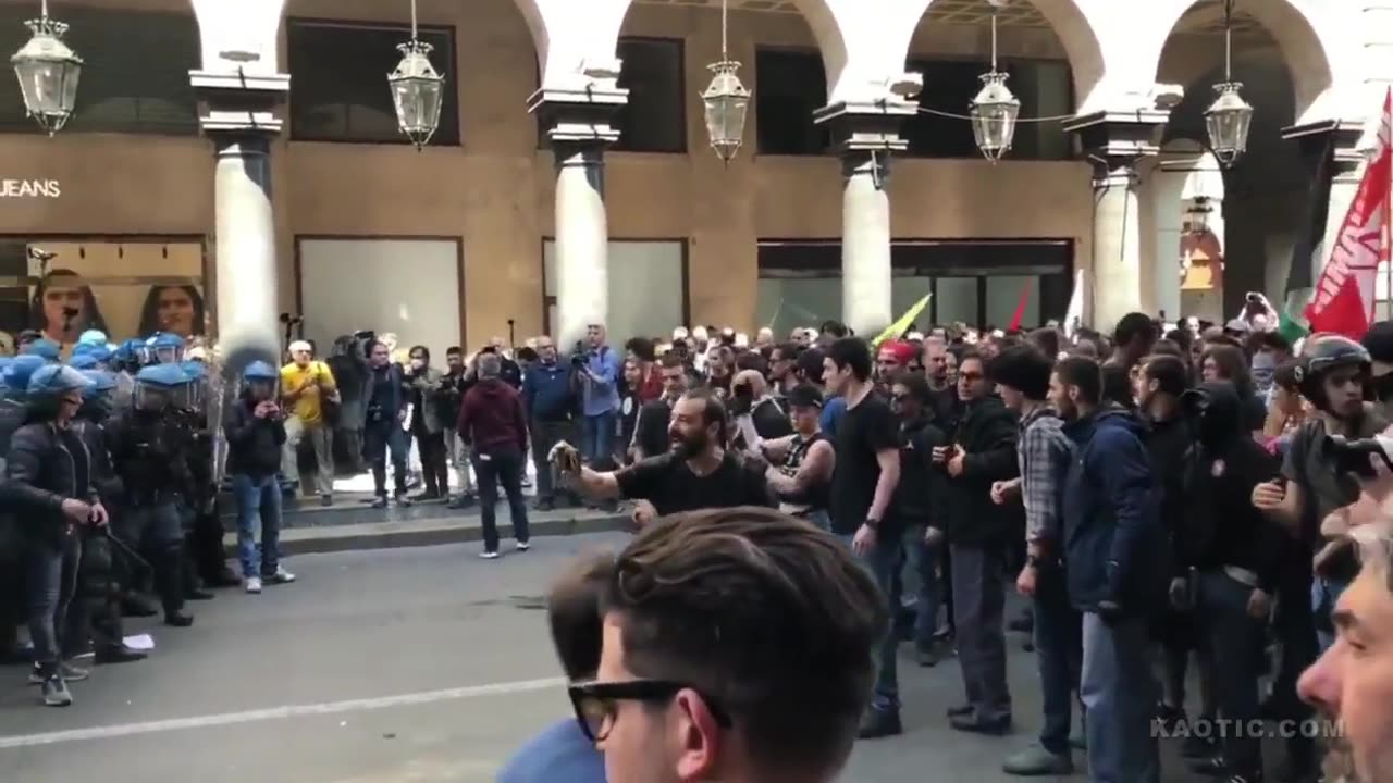 Violent Clashes With Police In Turin, Italy
