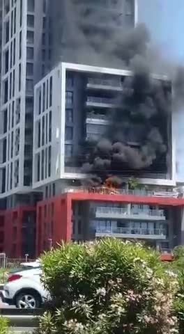 Urgent: fire and explosions in Herzliya, Israel.