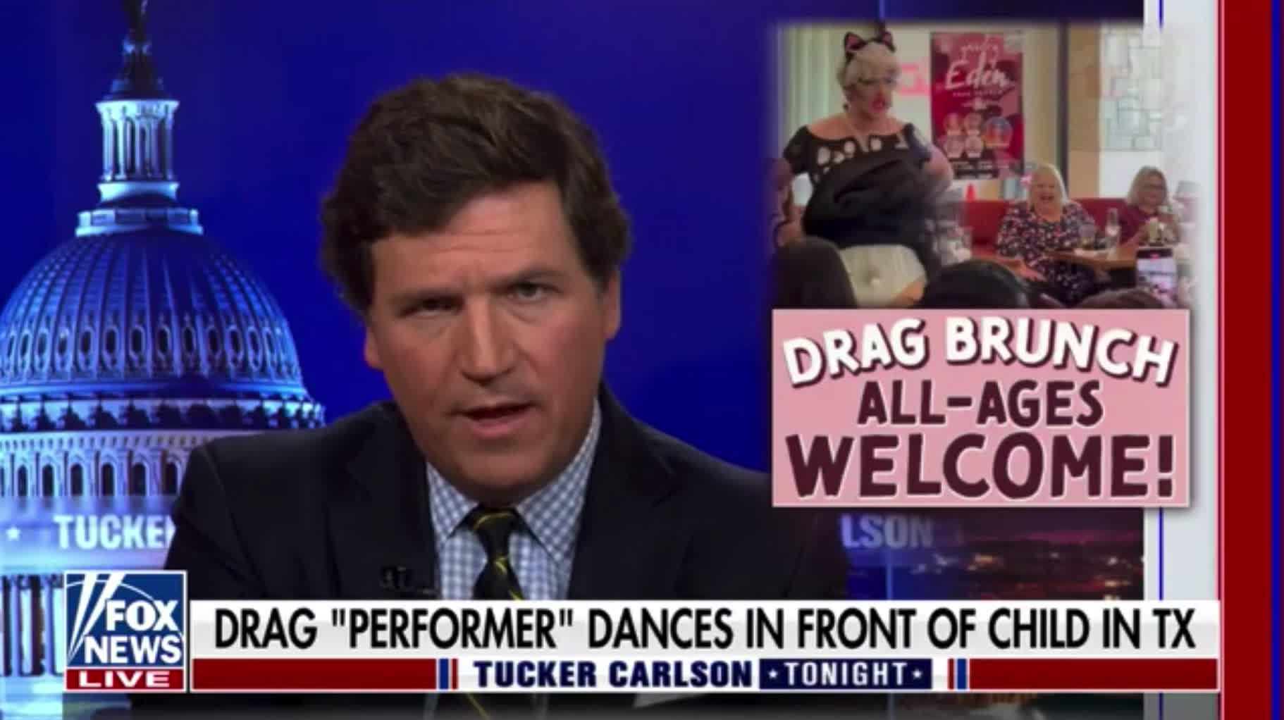 Tucker Carlson slams the growing trend of children being present at drag shows