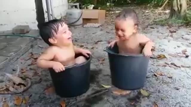 Two kids having fun