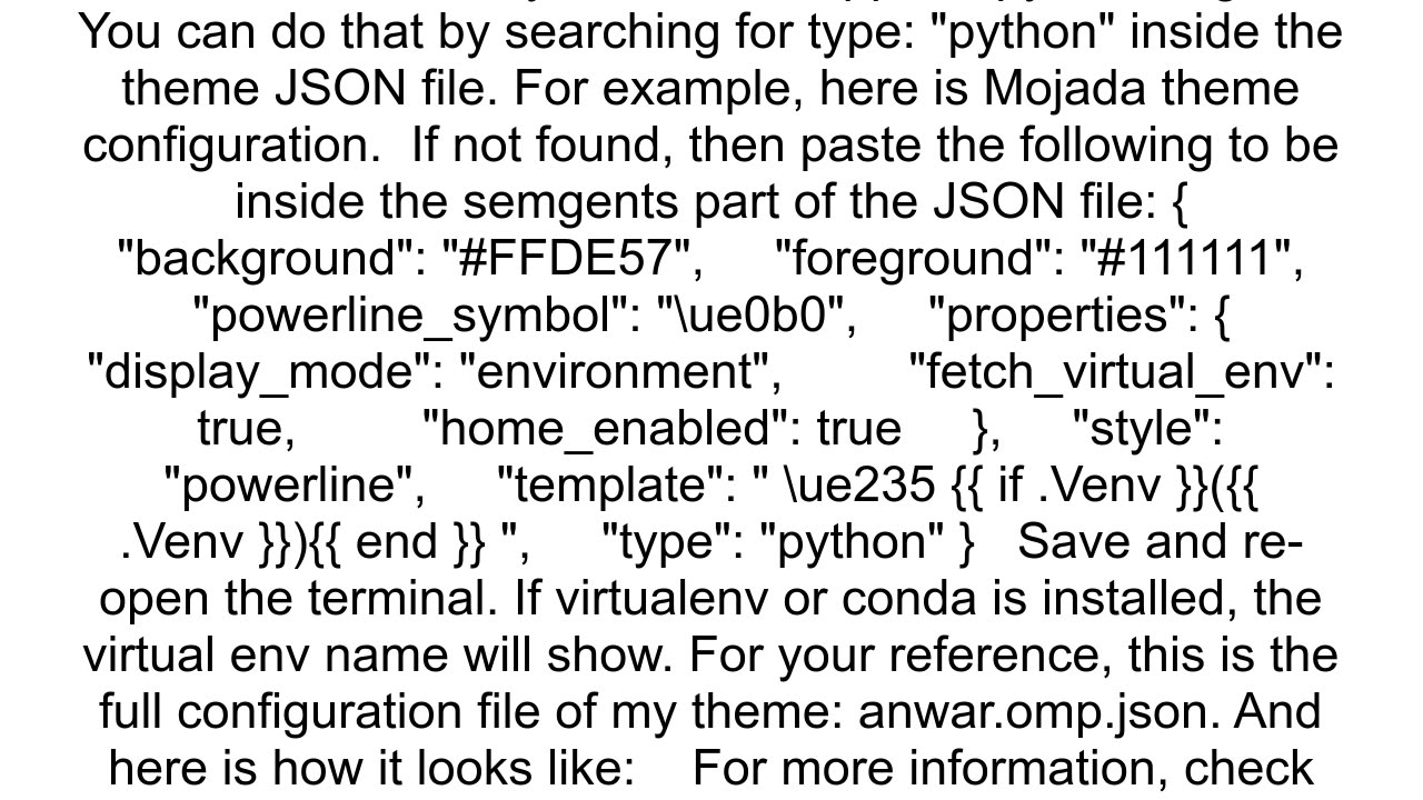 How to display current virtual environtment in python in ohmyposh