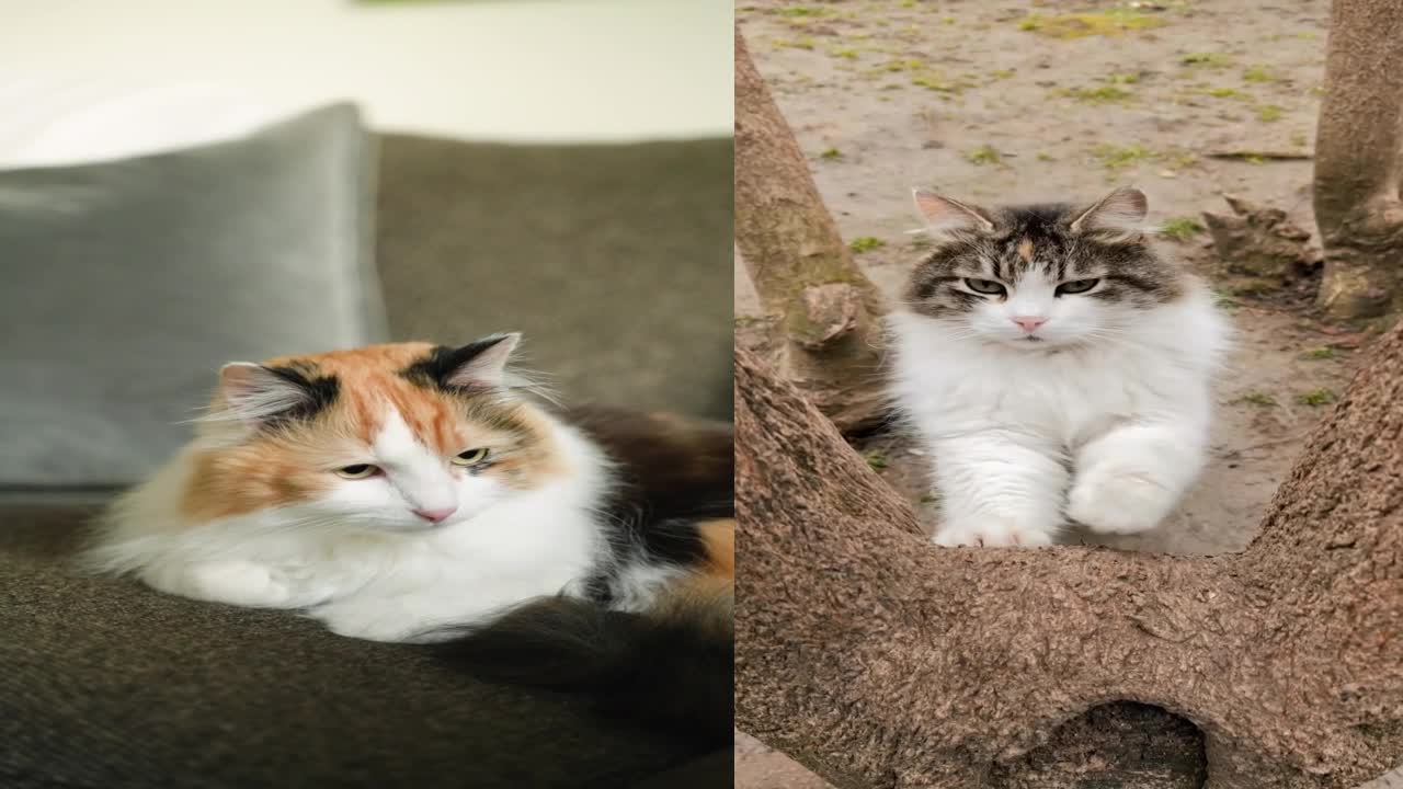Two Different Cats See Eachother
