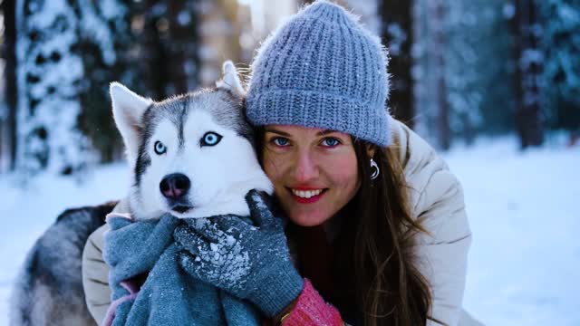 Love, dog and snow