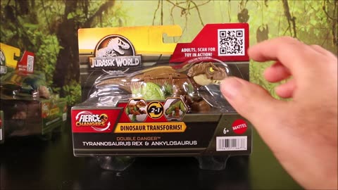 Transforming Jurassic World Dominion Tyrannosaurus Rex & Ankylosaurus Fierce Changers unboxing #JW4