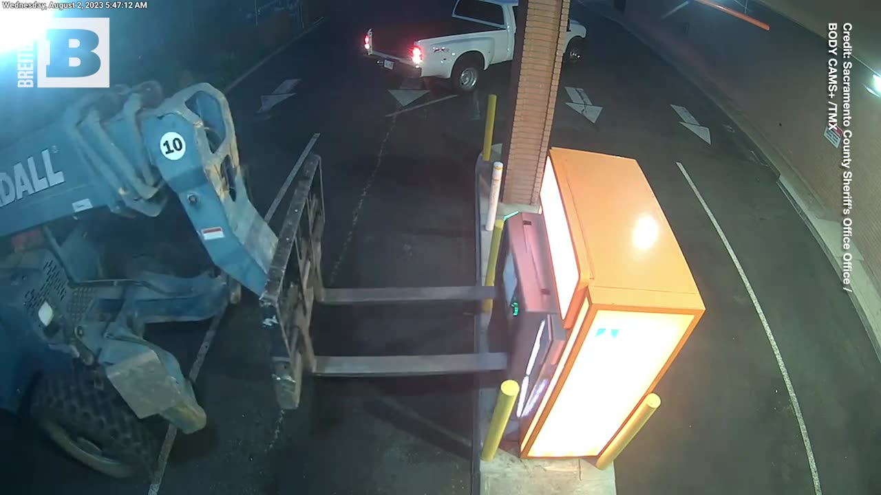 Brazen Theft: Suspects Wield Forklift to Steal ATM, Sparking Chaos on Sacramento's Roads