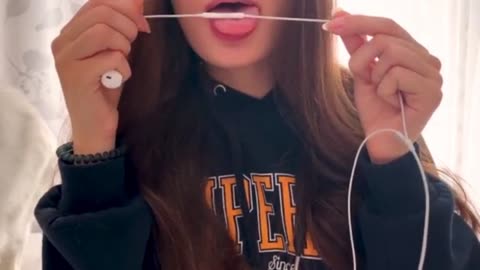 ASMR sexy girl licks the microphone