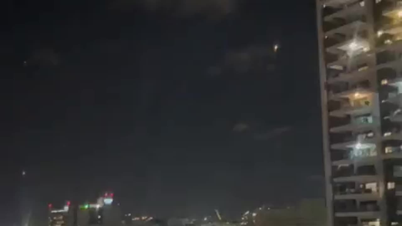 Multiple Iron Dome interceptions over Tel Aviv